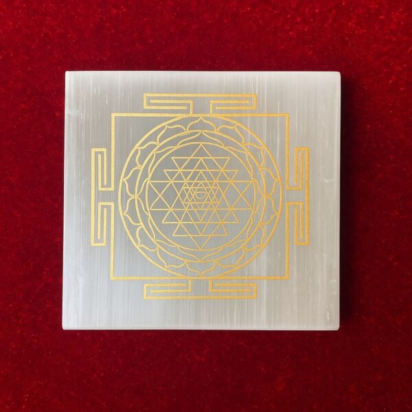 Shree Yantra Chakra Selenite Plate