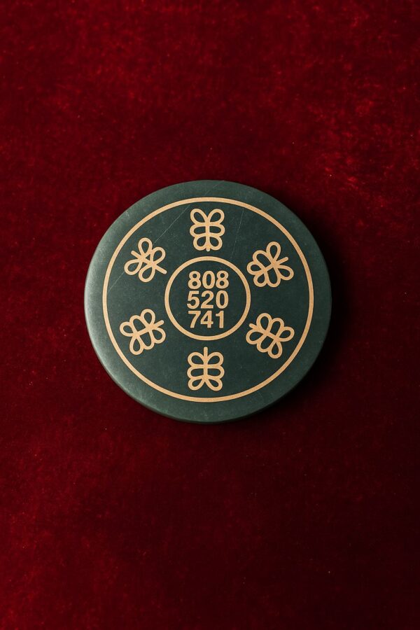 Green Jade Round Coaster with wealth zibu sign