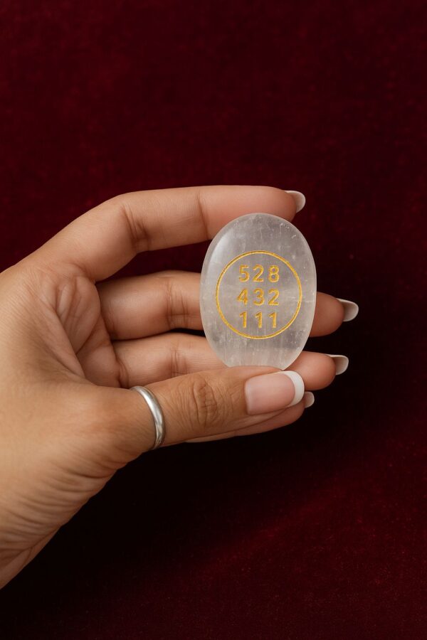 Selenite Love Oval Coin